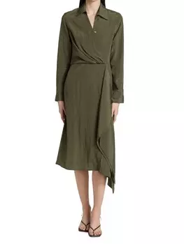 Атласное платье-рубашка leah Deveaux New York Olive