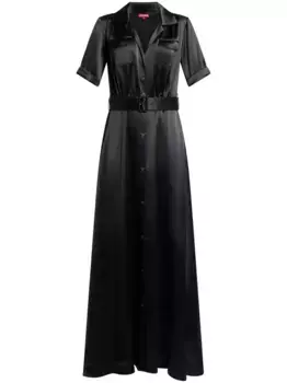 Атласное платье-рубашка макси Millie STAUD, черный