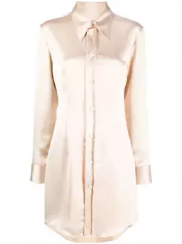 Атласное платье-рубашка MM6 Maison Margiela, нейтральный