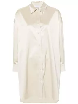 Атласное платье-рубашка на пуговицах Harris Wharf London, бежевый