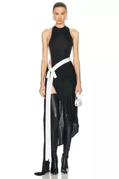 Атласное платье с бантом David Koma, цвет Black & White