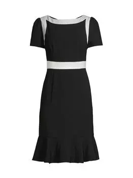 Атласное платье с цветными блоками Shani, черный