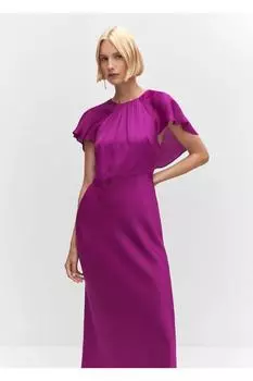 Атласное платье с деталью на спине Mango, фиолетовый