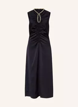 Атласное платье с драгоценными камнями Sandro, синий