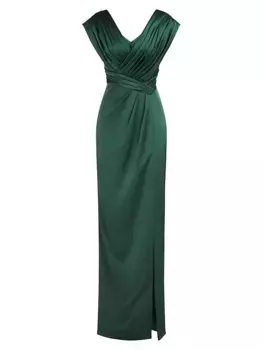 Атласное платье с драпировкой Acari Theia, цвет pine