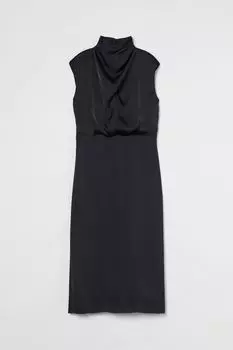 Атласное платье с драпировкой H&amp;M, черный
