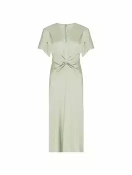 Атласное платье с драпировкой Victoria Beckham, зелёный