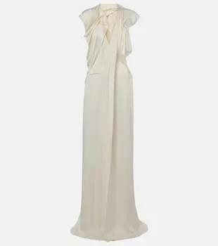 Атласное платье с драпировкой Victoria Beckham, слоновая кость