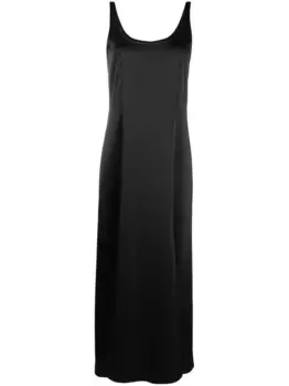 Атласное платье с круглым вырезом Roberto Collina, черный