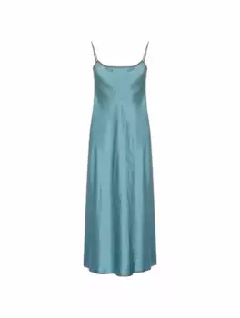 Атласное платье с мятым эффектом Vince, синий