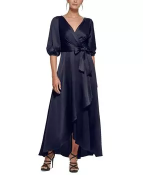 Атласное платье с объемными рукавами DKNY