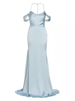 Атласное платье с открытой спиной Muriel Vera Wang Bride, синий