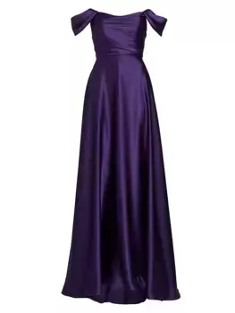 Атласное платье с открытыми плечами Amsale, цвет amethyst