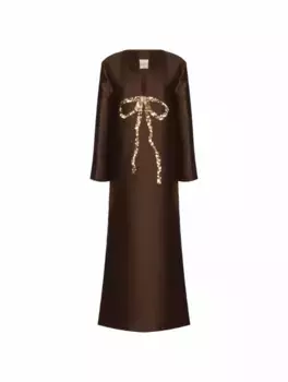 Атласное платье с пайетками Valentino Garavani, коричневый
