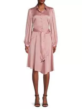 Атласное платье с поясом Donna Karan Mauve