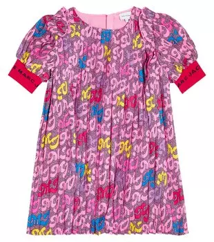 Атласное платье с принтом Marc Jacobs Kids, мультиколор
