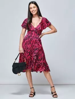 Атласное платье с расклешенным подолом Jolie Moi Julissa, пурпурный с изображением животных