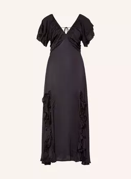 Атласное платье с рюшами и вырезами Maje, черный