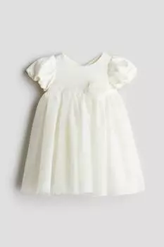Атласное платье с юбкой из тюля H&M, белый