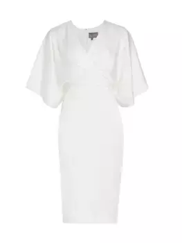 Атласное платье с V-образным вырезом Theia, слоновая кость