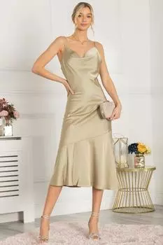 Атласное платье с воротником-хомутом Alaysha Jolie Moi, зеленый