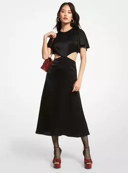 Атласное платье с вырезом Michael Kors, черный
