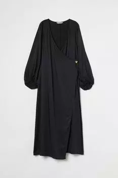 Атласное платье с запахом H&amp;M, черный