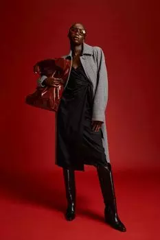 Атласное платье с запахом H&M, черный