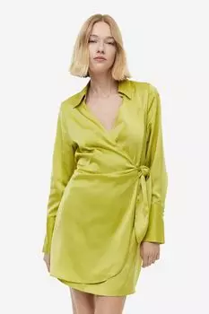 Атласное платье с запахом H&M