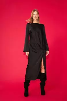 Атласное платье с завязками H&M, черный