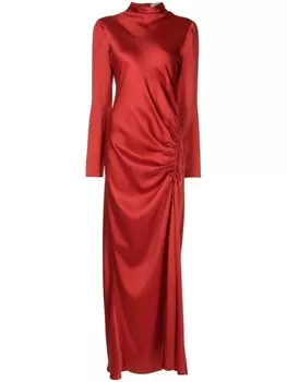 Атласное платье со сборками LAPOINTE, красный