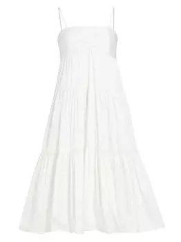 Атласное платье-трапеция миди Amsale, слоновая кость