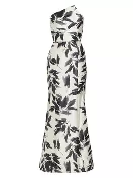 Атласное платье-труба без бретелек с мазком Amsale, черный