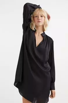 Атласное платье-туника H&amp;M, черный