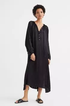 Атласное платье-туника H&M, черный