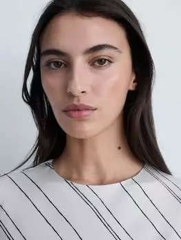 Атласное платье в полоску от райи Mango, белый