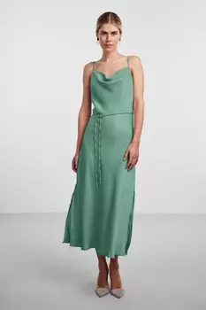 Атласное платье Yasz с драпированным вырезом Yas, зеленый