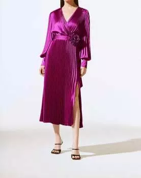 Атласное плиссированное платье в стиле императрицы Joseph Ribkoff, цвет empress