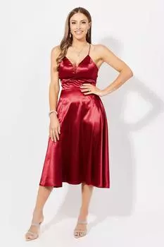 Атласное праздничное платье длиной до колена KRISP, красный