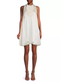 Атласное пышное платье с нагрудником Valentino Ice sea shell