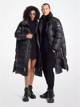 Атласное стеганое пальто Cir Michael Kors, черный