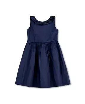 Атласное вечернее платье без рукавов со складками и воротником для девочек, для малышей Hope & Henry, синий