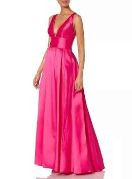 Атласное вечернее платье в помадном цвете Mac Duggal