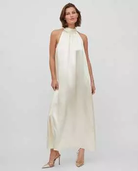 Атласное женское платье с лямкой на шее Vila