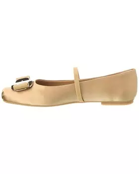 Атласные балетки Ferragamo Zina с Т-образной пластиной Salvatore Ferragamo, коричневый