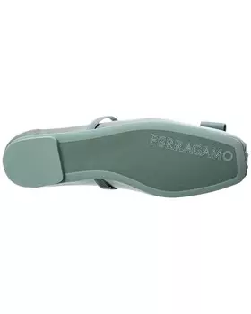 Атласные балетки Ferragamo Zina T Salvatore Ferragamo, зеленый