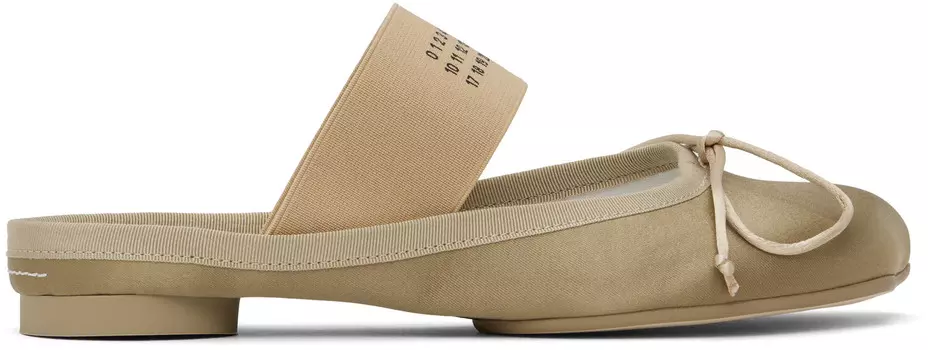 Атласные балетки хаки MM6 Maison Margiela, Three house