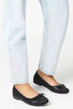 Атласные балетки Lindsay с бантом и носком Dorothy Perkins, черный