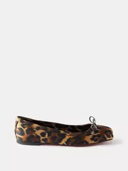 Атласные балетки mamadrague с леопардовым принтом Christian Louboutin, коричневый