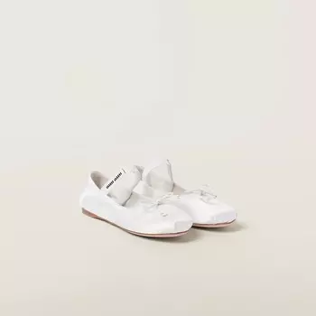 Атласные балетки Miu Miu, белый